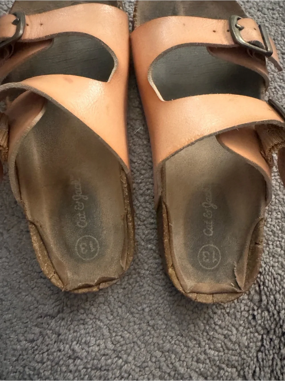 Cat & Jack Tan Double-Buckle Slide Sandals for Kids